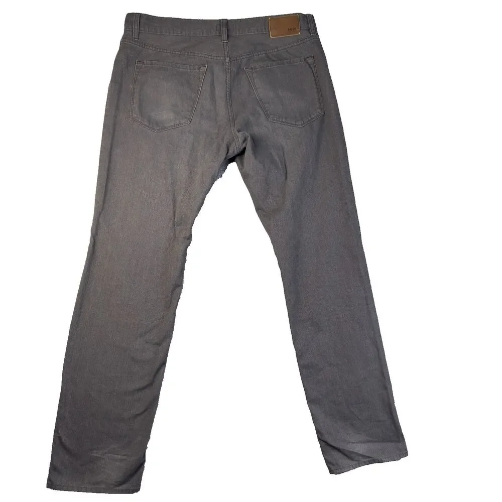 Hugo Boss Jeans Mens 36x34 Gray Vintage Wash Casual Everyday Straight Pants